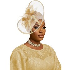 African Women Pleated Bonnet Cap Nigerian Headtie Headwear Hat Headwrap Wedding