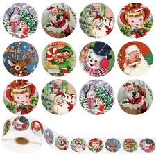 1000Pcs Christmas Roll Stickers 1.5Inch Vintage Patterns Round Sticker in Roll R