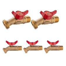 5 Pcs Hose Bibb Valve, 3/4" MIP x 3/4" MHT Brass Plumbing Fitting Red , for ...