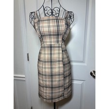 Altar'd State Plaid Mini Dress Womens XS Beige Black Red