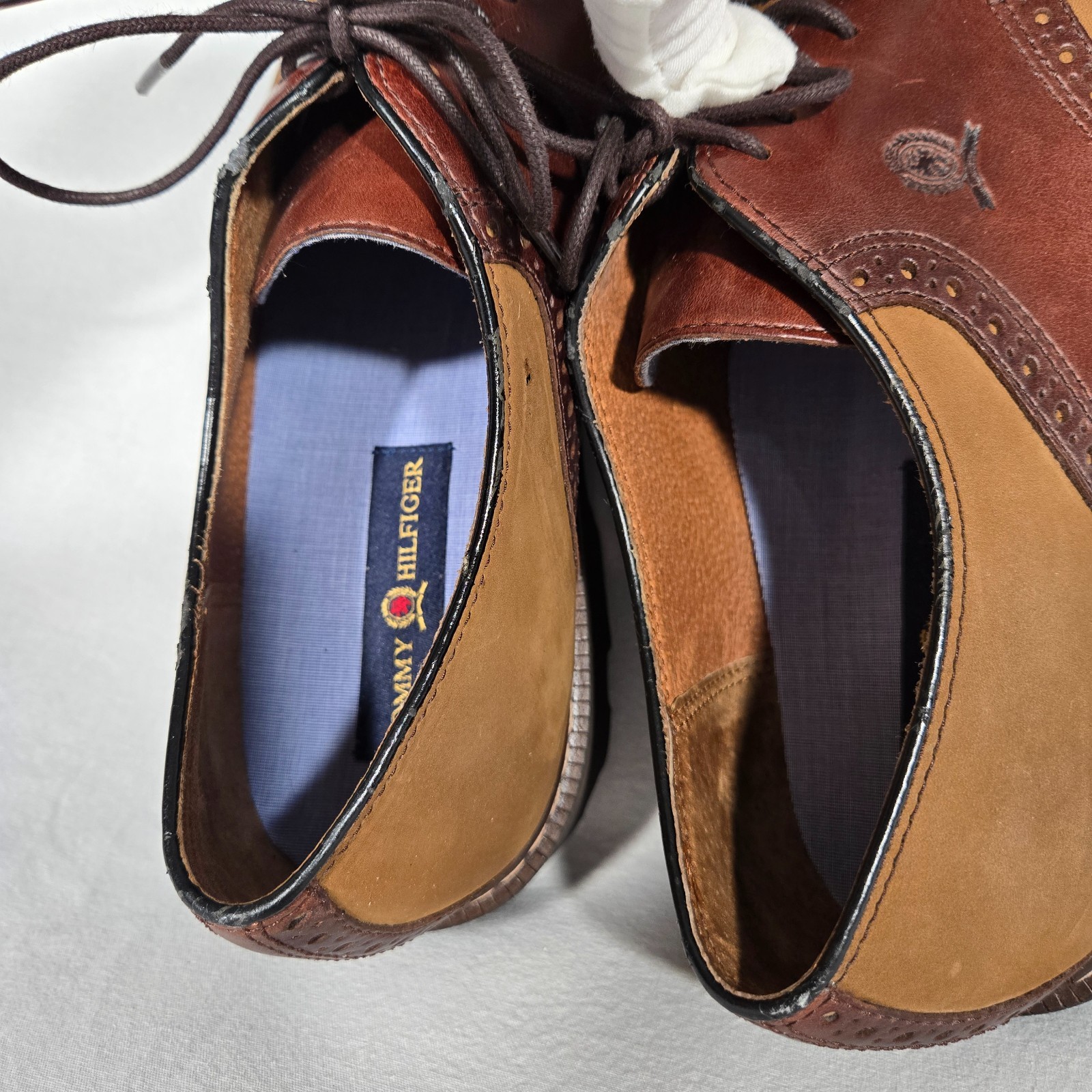 RARE Vintage 1985 TOMMY HILFIGUER Old Stock Brown Leather Oxford Shoes Men's 12M