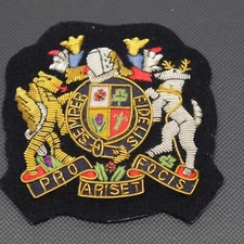 London Badge Button Co Bullion Wire Patch Semper Fidelis Coat of Arms Navy Blue