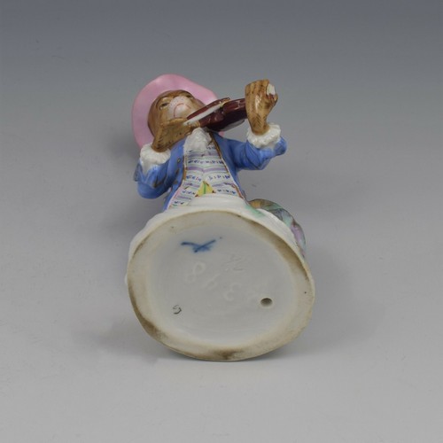 19th Century Dresden Porcelain Monkey Band Figure Violin Player Antique - Picture 10 of 10
