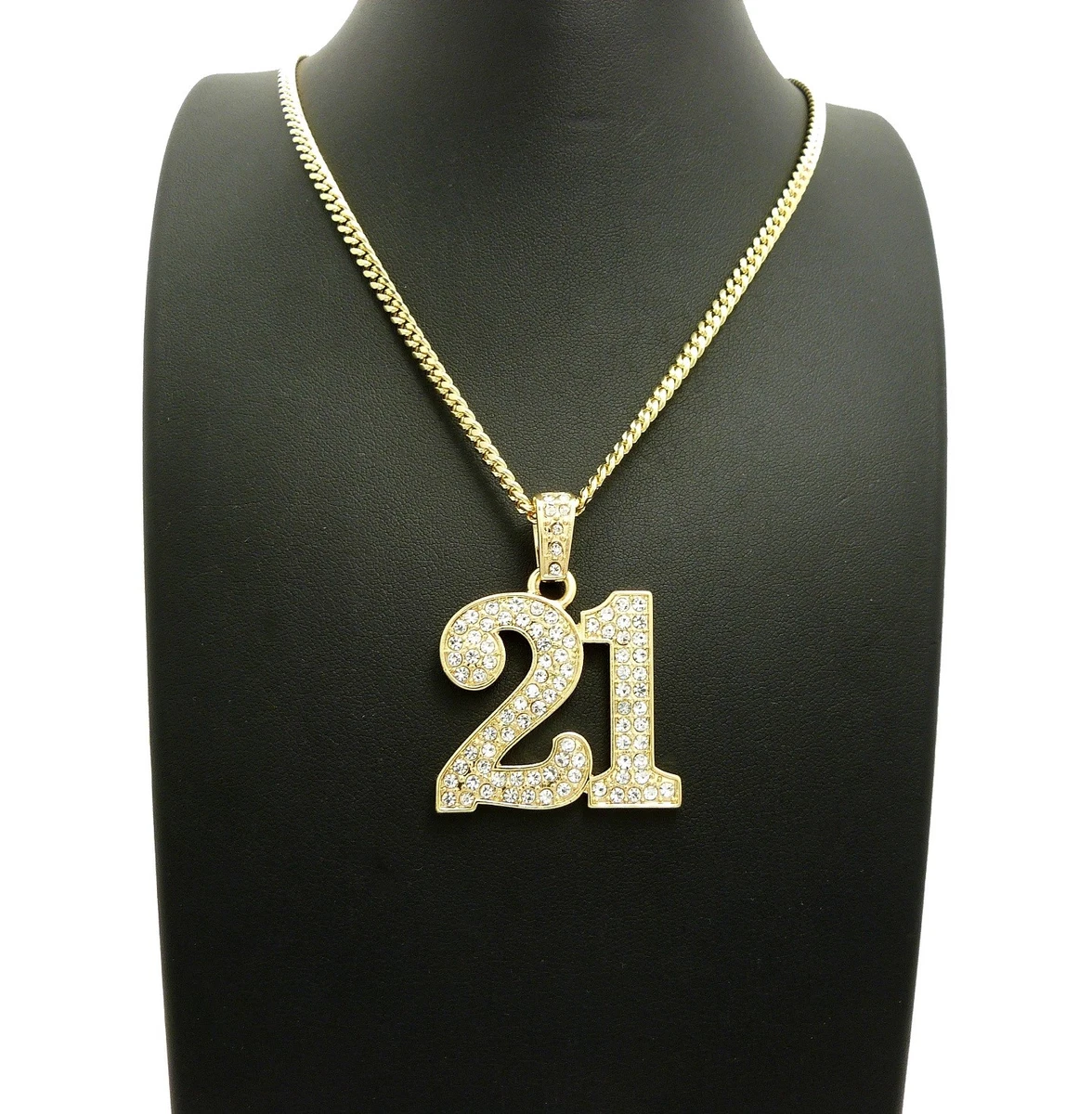 Gold chain online with number pendant