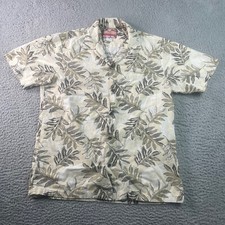 RJC Shirt Mens Medium Hawaiian Camp Button Up Green Beige Short Sleeve