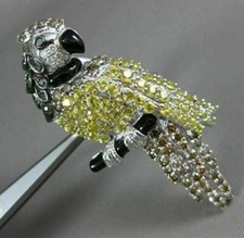 ESTATE EXTRA LARGE 2.50CT MULTI COLOR DIAMOND 18KT WHITE GOLD PARROT BROOCH PIN