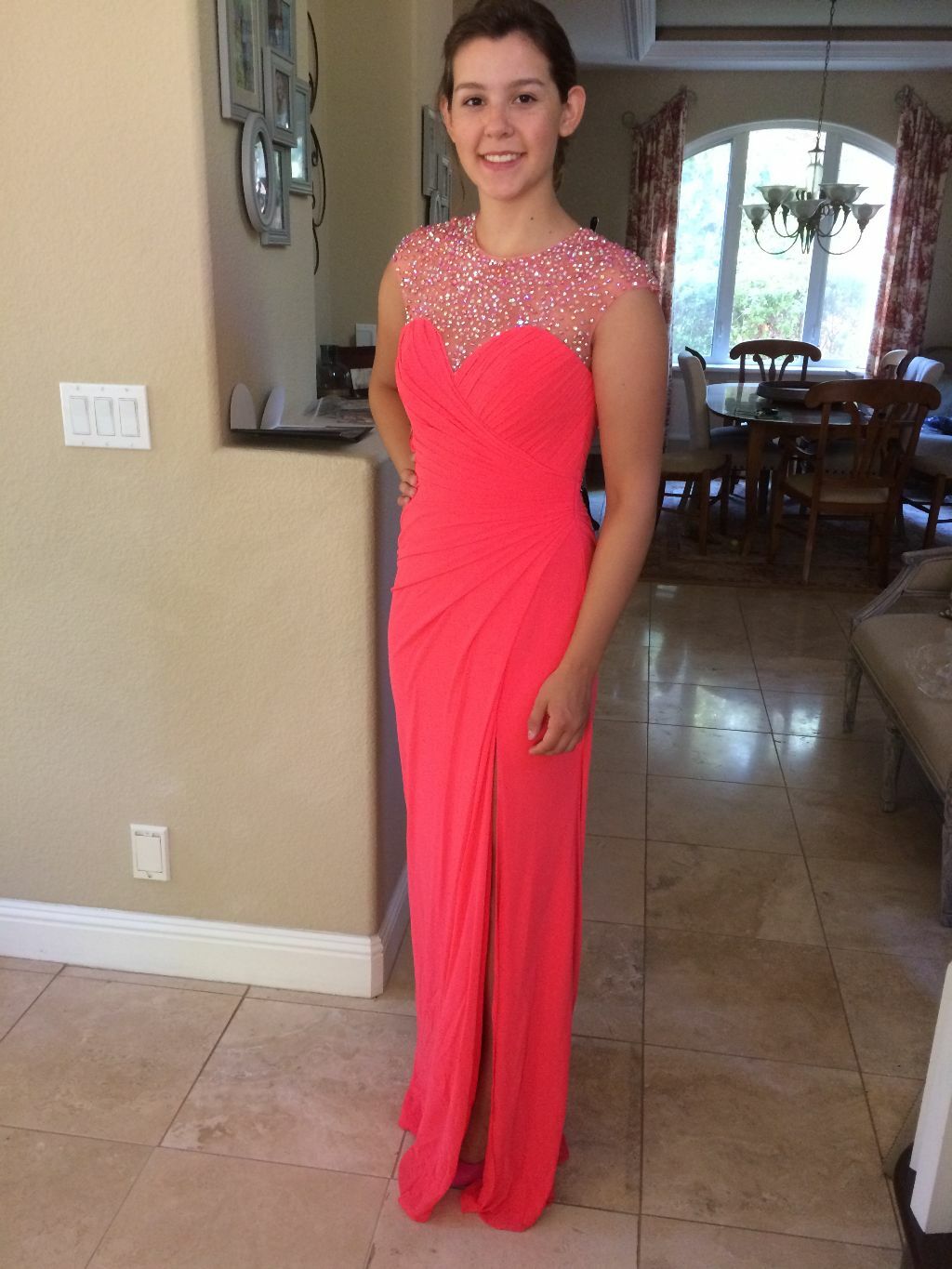 450 NWT PINK GRAPEFRUIT LA FEMME PROM/PAGEANT/FORMAL DRESS/GOWN 21246