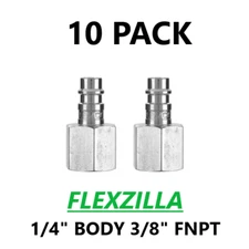 10 FLEXZILLA PRO HIGH FLOW AIR HOSE FITTING PLUGS 1/4" BODY 3/8" FNPT A53630FZ-X