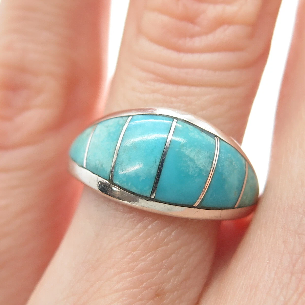 DANNY CLARK NAVAJO Old Pawn Sterling Vintage Lone Mountain Turquoise Ring Size 6