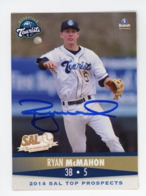 SIGNED BASEBALL CARD AUTO RYAN McMAHON COLORADO ROCKIES 2014 SAL TOP PROSPECTS