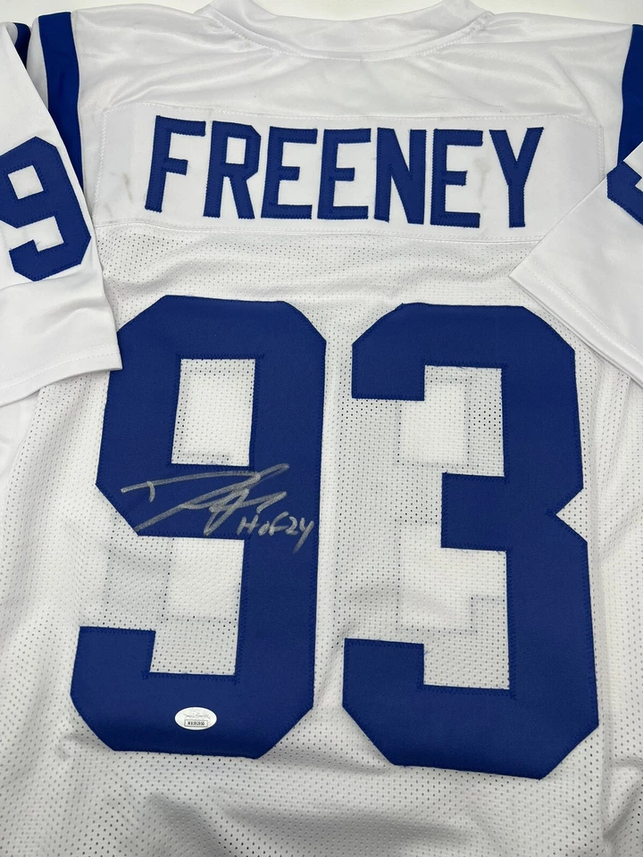 Dwight Freeney Autographed Indianapolis Colts White Jersey “HOF ‘24” JSA COA - Image 2 of 4