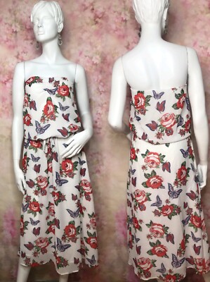 GERI BY NEXT STRAPLESS FLORAL SUMMER MAXI DRESS SIZE UK 6P XX21