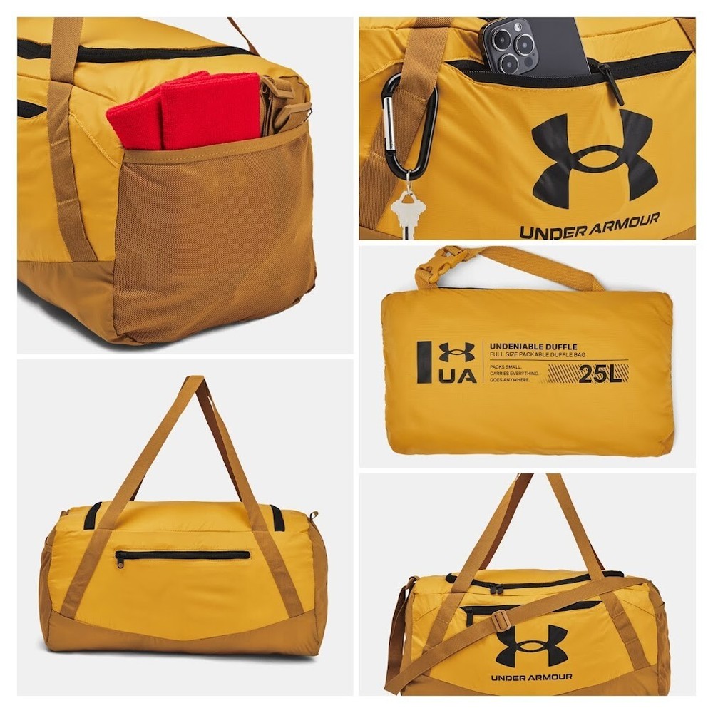 Under Armour Storm 25L Packable Duffle Bag Gym Travel Yellow Black NWT