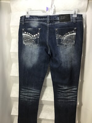 Klip Women s Size 7 Blue DistressedJewels Rip Destroy Jeans