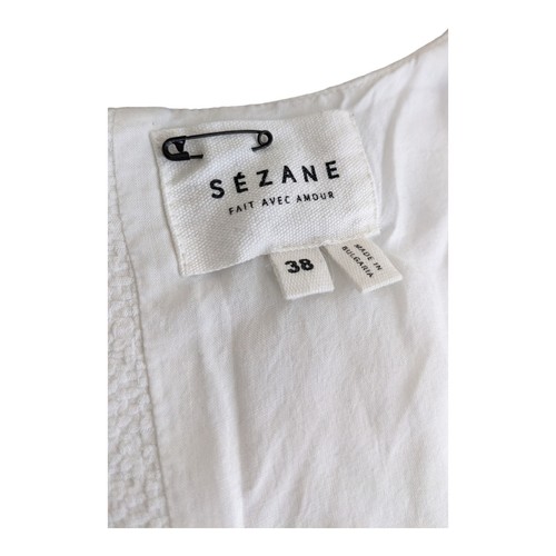 Sezane V Neck Long Sleeve Eyelet Blouse White 38 - Picture 2 of 8