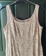 Party Mother of Bride 18W R M Richards Dress/Jacket Lace Gold Sequin Midi Soft