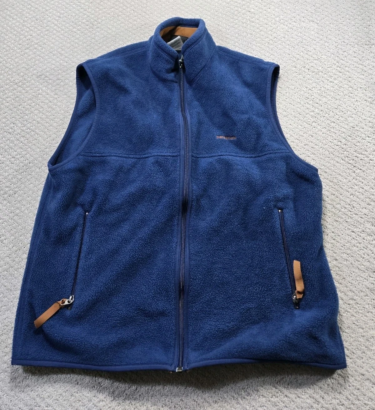 Patagonia Vest Mens Large Blue Synchilla Fleece Full Zip Outdoor Layering 25182