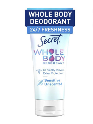 Secret Whole Body 72 HR Deodorant Clear Cream - Unscented & Aluminum Free, 3 oz