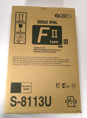 RISO S-8113 Black F II Type Duplicator Ink Box of 2 Bottles of Risograph S8113U