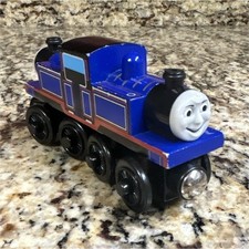 Thomas Friends Mighty Mac Wooden Train Engine Blue/Black EUC Rare