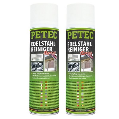 2x PETEC Stainless Steel Cleaner Spray 500ml 70260