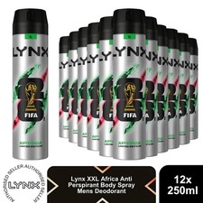 Lynx XXL Africa Anti Perspirant Body Spray 250ml 12 Pack Mens Deodorant