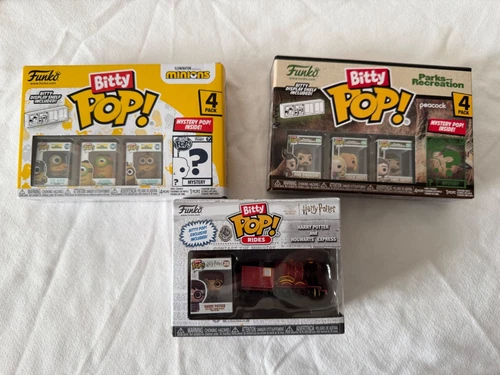 LOT OF 3 BITTY POP SETS - PARKS AND RECREATION, MINIONS. HARRY POTTER