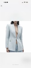 Zara houndstooth lapelless blazer