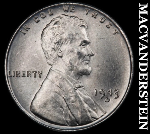 1943-D Lincoln Wheat Cent- Choice Gem Brilliant Uncirculated Luster #J1791