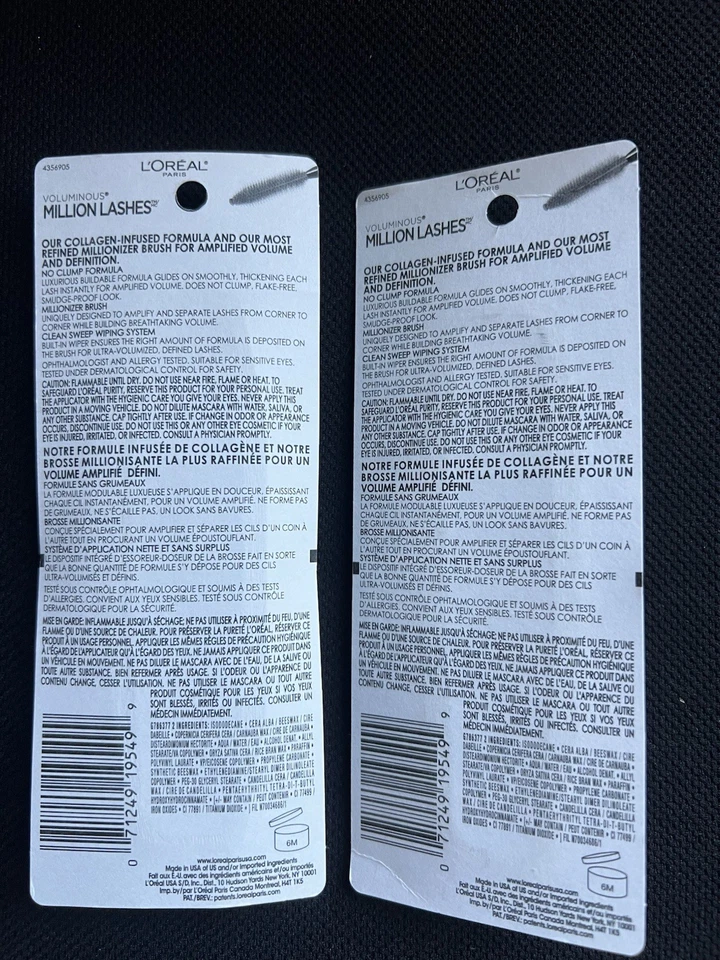 2 L'OReal Paris Voluminous Million Lashes Mascara 630 Blackiest Black . - Image 2 of 2