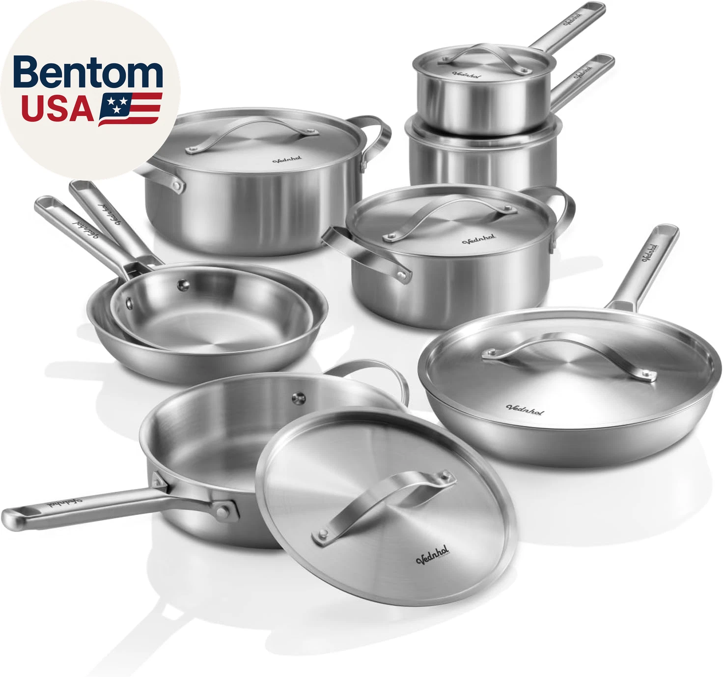 Stainless Steel Cookware Set, 14 Pcs Tir-Ply Pots and Pans Set, PFOA&PTFE Free,
Opens in a new windo