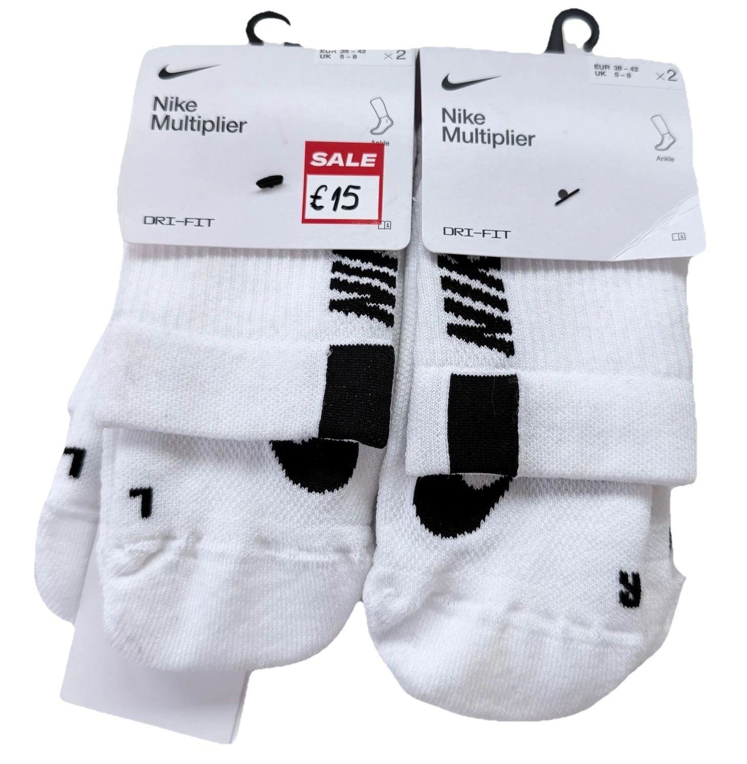 Nike Multiplier Ankle Socks White Size UK 5-8 X4 Pairs New