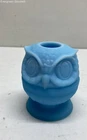 Vintage Fenton blue milk glass owl fairy lamp