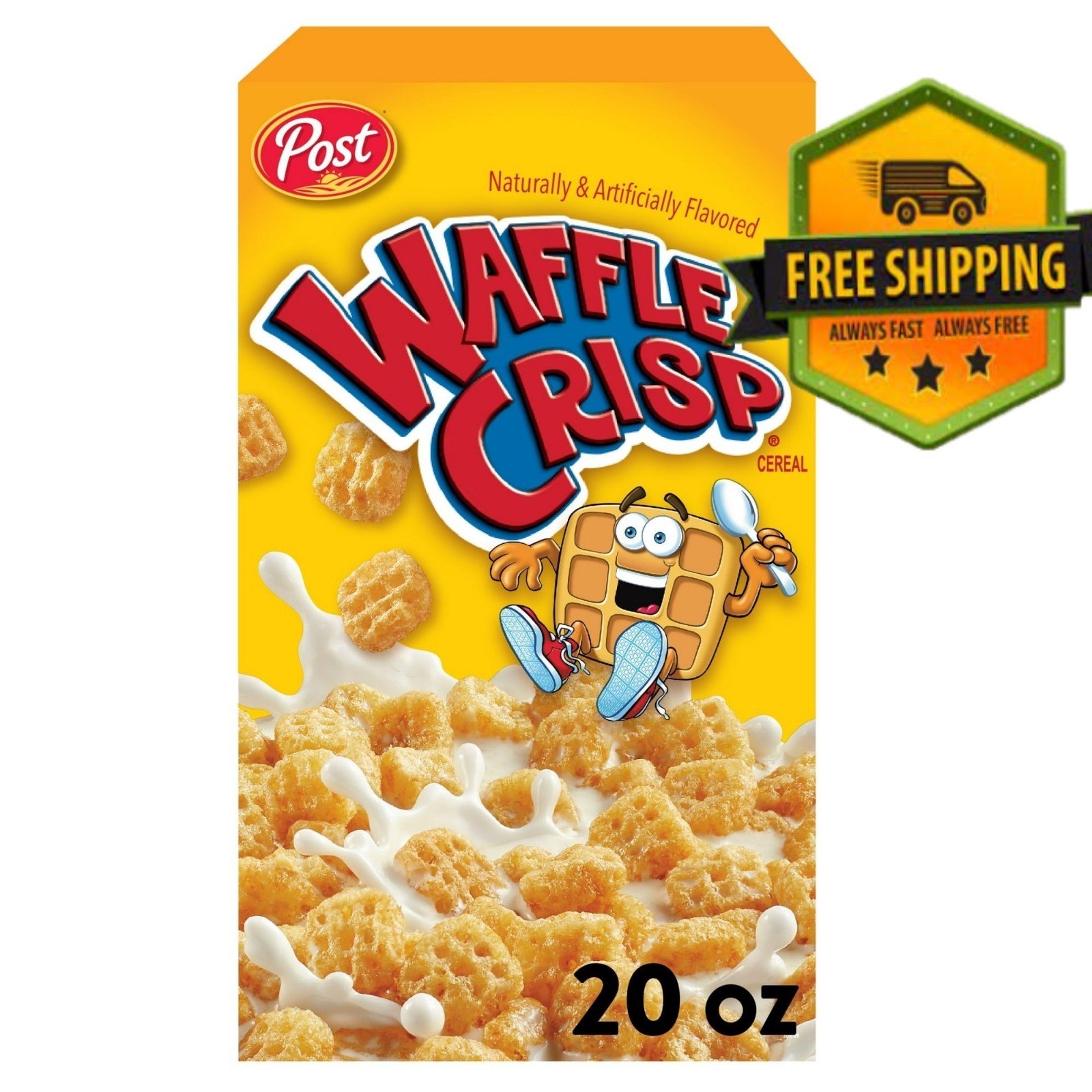 Post Waffle Crisp Cereal Sweetened Waffle Crunchy Breakfast 