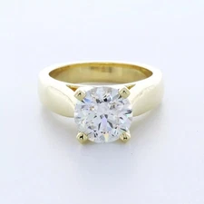 Solitaire Engagement Ring Solid 18K Gold 2.90 CT Round Lab-Grown Diamond H VS2