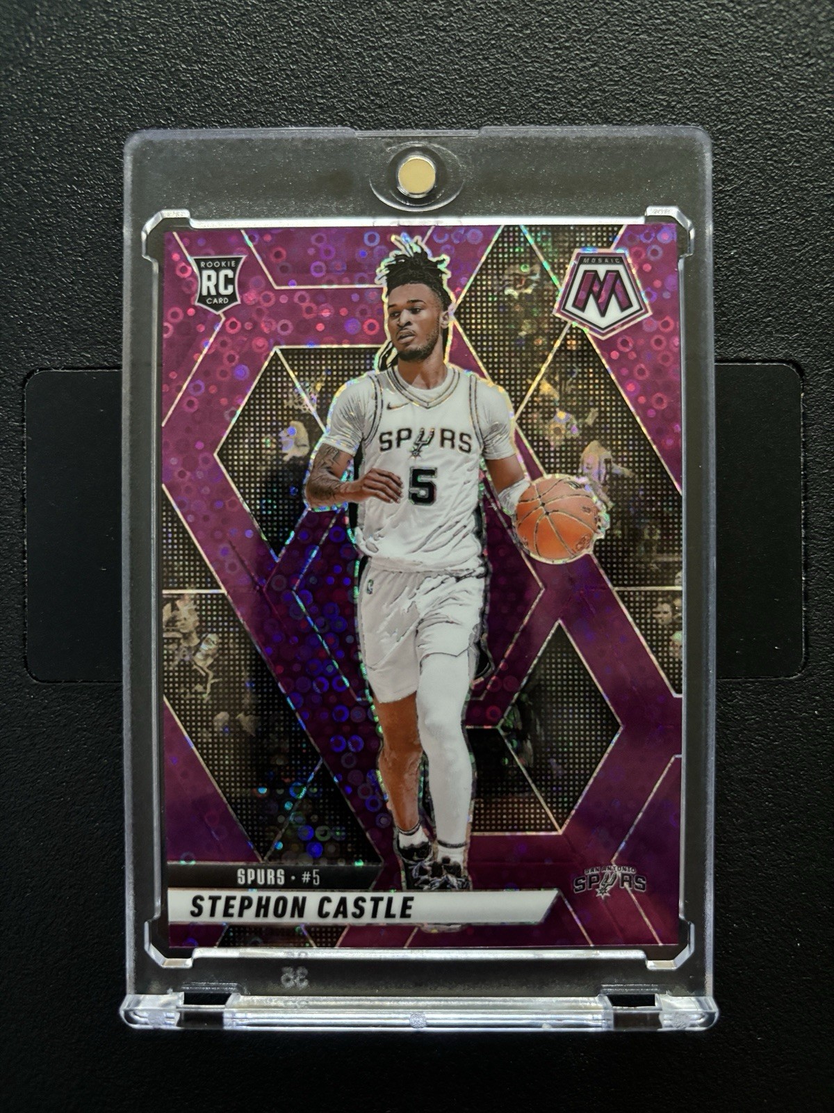 2024-25 Mosaic Fastbreak Stephon Castle Purple /50 #236 San Antonio Spurs
