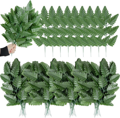 Artificial Silk Leaf Fern - Artificial Fern Leaves Stem Faux Greenery Plant for