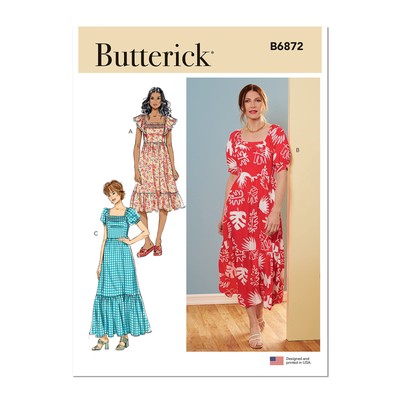Misses' High Waisted Dress Sewing Pattern Kit, Design Code B6872, Sizes 8-10-...