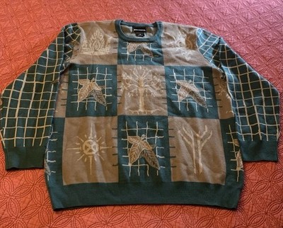 Lord of the Rings BoxLunch Mens 2XL Icon Green Brown Knit Sweater LOTR RARE