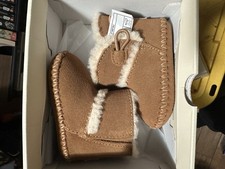 Stivali Ugg Lemmy bambino stivaletti scamosciati marrone castagno pelle di pecora pile taglia 0/1