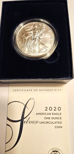 2020-W American Silver Eagle Burnished 1 oz .999  OGP Box & COA