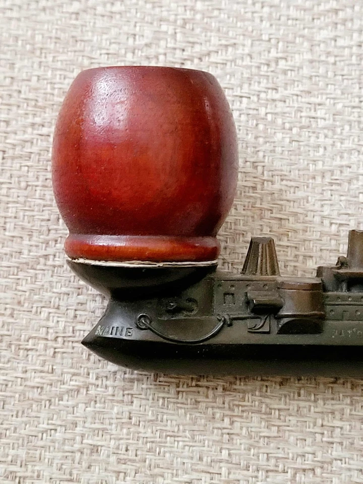 Cachimbo de tabaco antigo 1898 guerra hispano-americana lembre-se do principal Gutta-Percha - Imagem 3 de 4