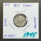 1945 - 10C Mercury Dime / 90% Silver Coin / Minor Damage (small Chip)