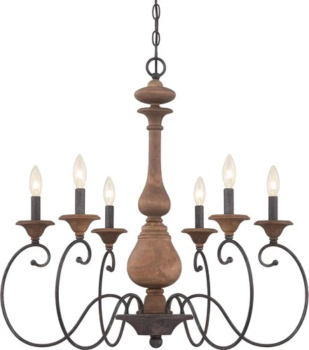 Quoizel ABN5006RK Six Light Chandelier Auburn Rustic Black - Picture 2 of 5