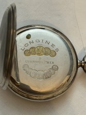 Antique Longines 0,900 Silver Pocket Watch- Paris 9 Grands Prix Case - Working 