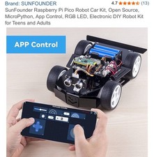 SunFounderRaspberry Car Kit Pico. -4WD car Smart Battery Included