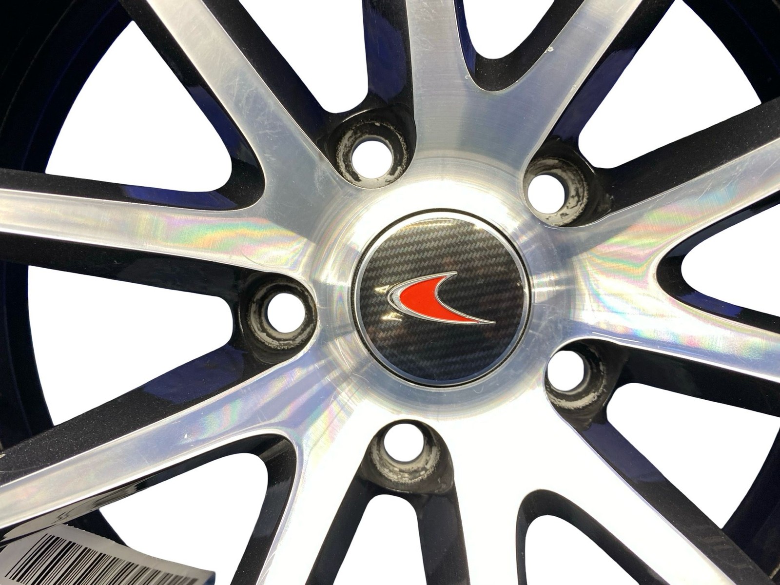 2016-2021 Mclaren 570s 19X8 5 V Spoke Wheel Rim Silver W/ Carbon Fiber Caps