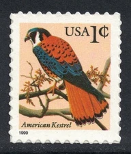 Scott 3031- 1c American Kestrel, Flora & Fauna- MNH (S/A) 1999- mint stamp