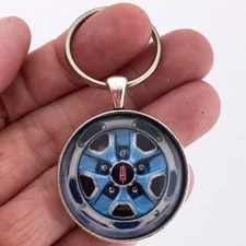 Vintage Oldsmobile Cutlass Supreme light Blue Rally Wheel Keychain