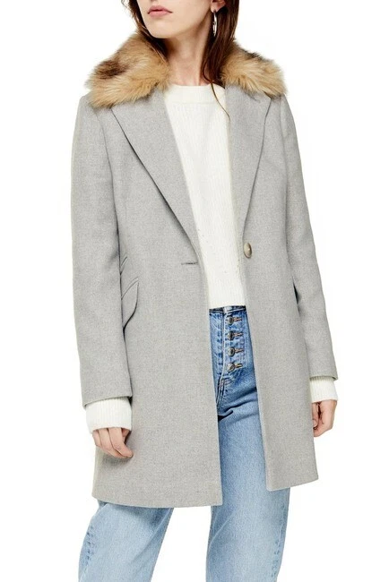 Topshop faux fur collar clearance coat